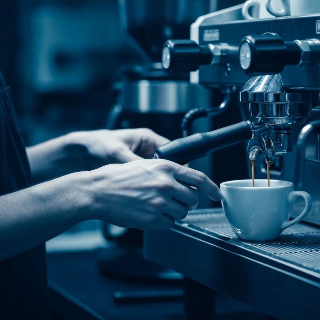 Barista preparing espresso